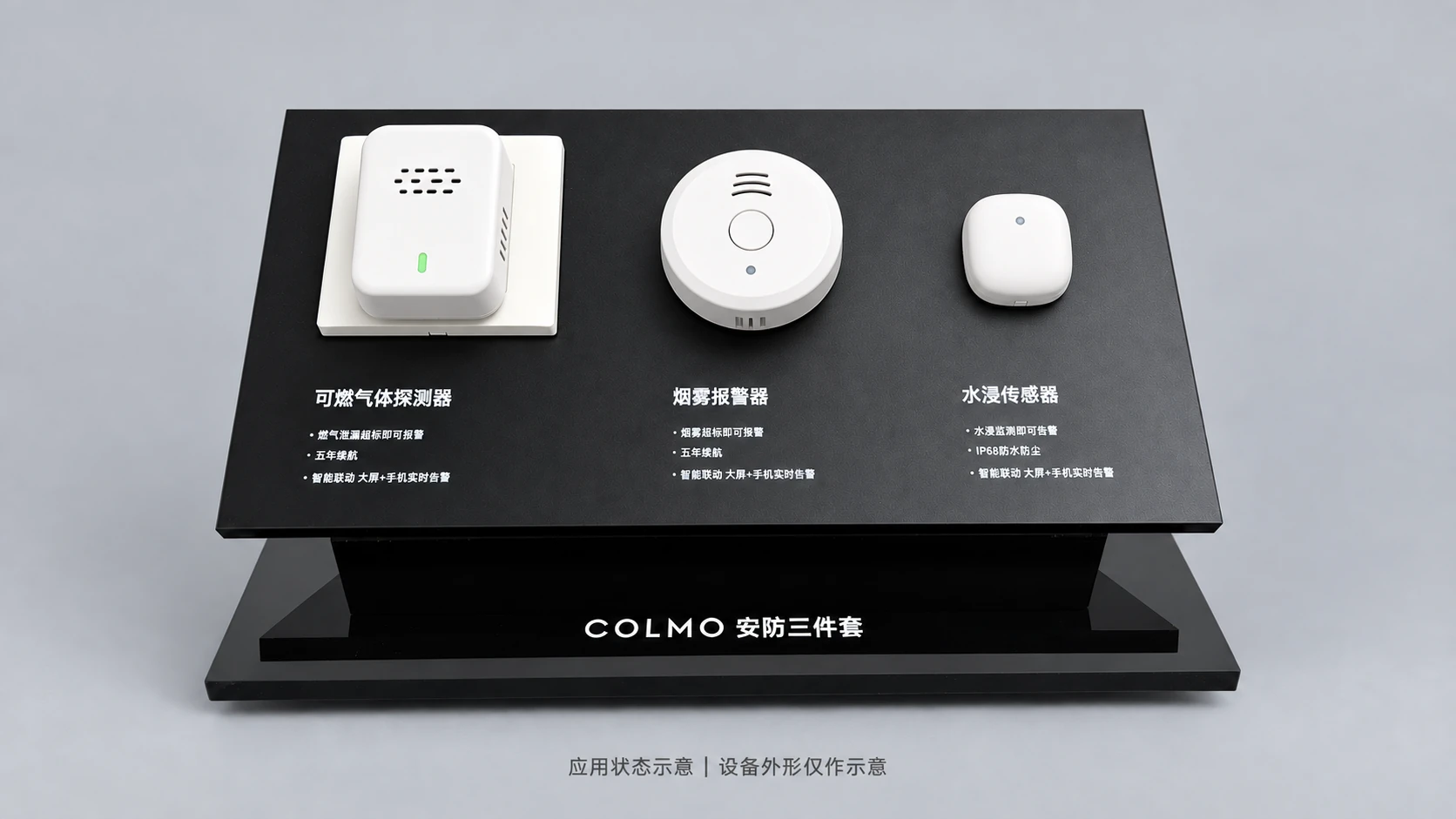 Application illustration of three home devices on the COLMO board